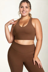 Plus Size Sports Bra - Brown