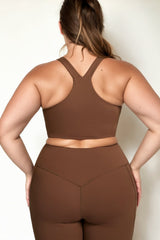 Plus Size Sports Bra - Brown Back View