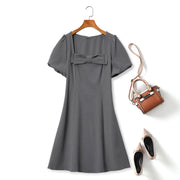 Plus Size Ribbon Square Neck Dress