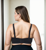 Plus Size Strapless Bra - black back view
