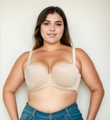 Plus Size Strapless Bra - beige with removable straps