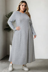 Plus Size Sweater Hoody Dress - Light Marl Grey