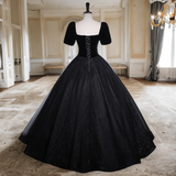 Plus Size Vintage Black Gown - Back Lace Up View