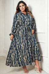 Plus Size Tie Dye Maxi Shirt Dress - Front View