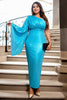 Kimora Plus Size Aqua Blue Formal Maxi Dress
