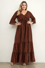 Plus Size V Neck Holiday Maxi Dress