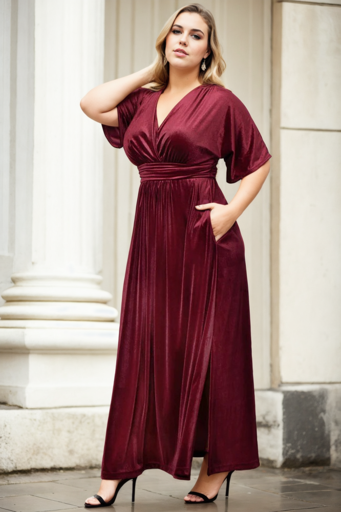 Fleurine Plus Size Velvet Maxi Dress