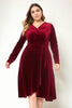 Izzy Plus Size Velvet Wrap Long Sleeve Dress