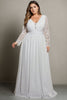 Astrid Plus Size White Empire Waist Long Sleeve Gown