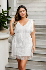 Plus Size White Flapper Dress