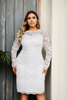 Tena Plus Size White Lace Bodycon Long Sleeve Dress