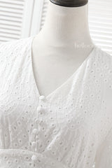 Lena Plus Size White Eyelet Lace Short Sleeve Dress