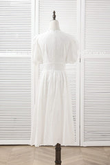 plus size white lace short sleeve dress - back view