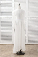 Plus Size White Long Sleeve Maxi Dress - back view