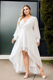 Plus Size White Long Sleeve Midaxi Dress