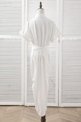 Plus Size White Midi Shirt Dress - back view