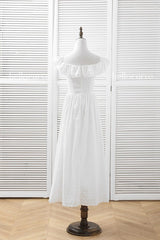 Plus Size White Off Shoulder Dress- back view