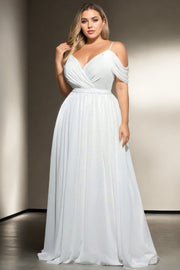 Plus Size White Off Shoulder Formal Dress