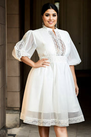 Plus Size White Semi Formal Shirt Dress