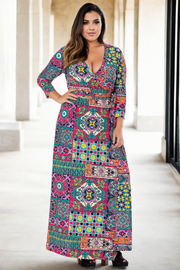 Plus Size Boho Wrap Maxi Dress