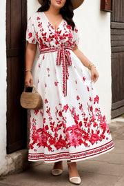 Plus Size Boho Floral Maxi Dress - front view