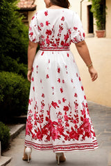 Plus Size Boho Floral Maxi Dress - back view