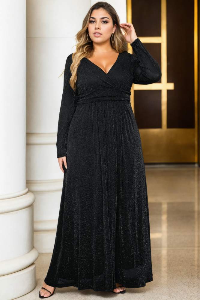 Long sleeve plus size maxi dress best sale