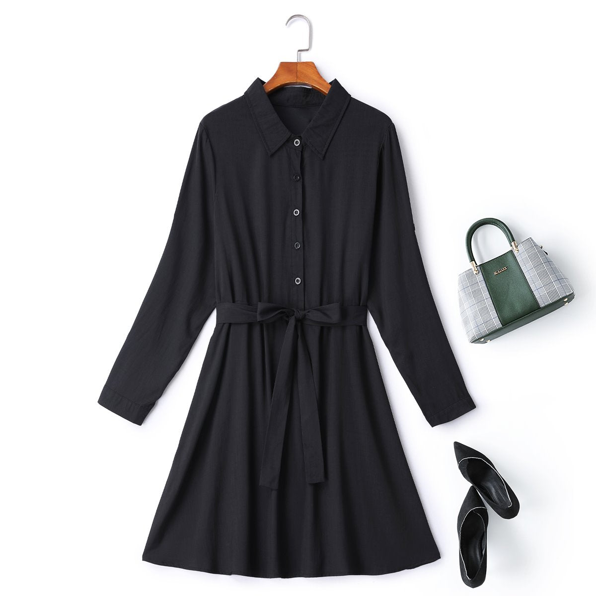 Harlow Plus Size Black Shirt Dress– Hello Curve