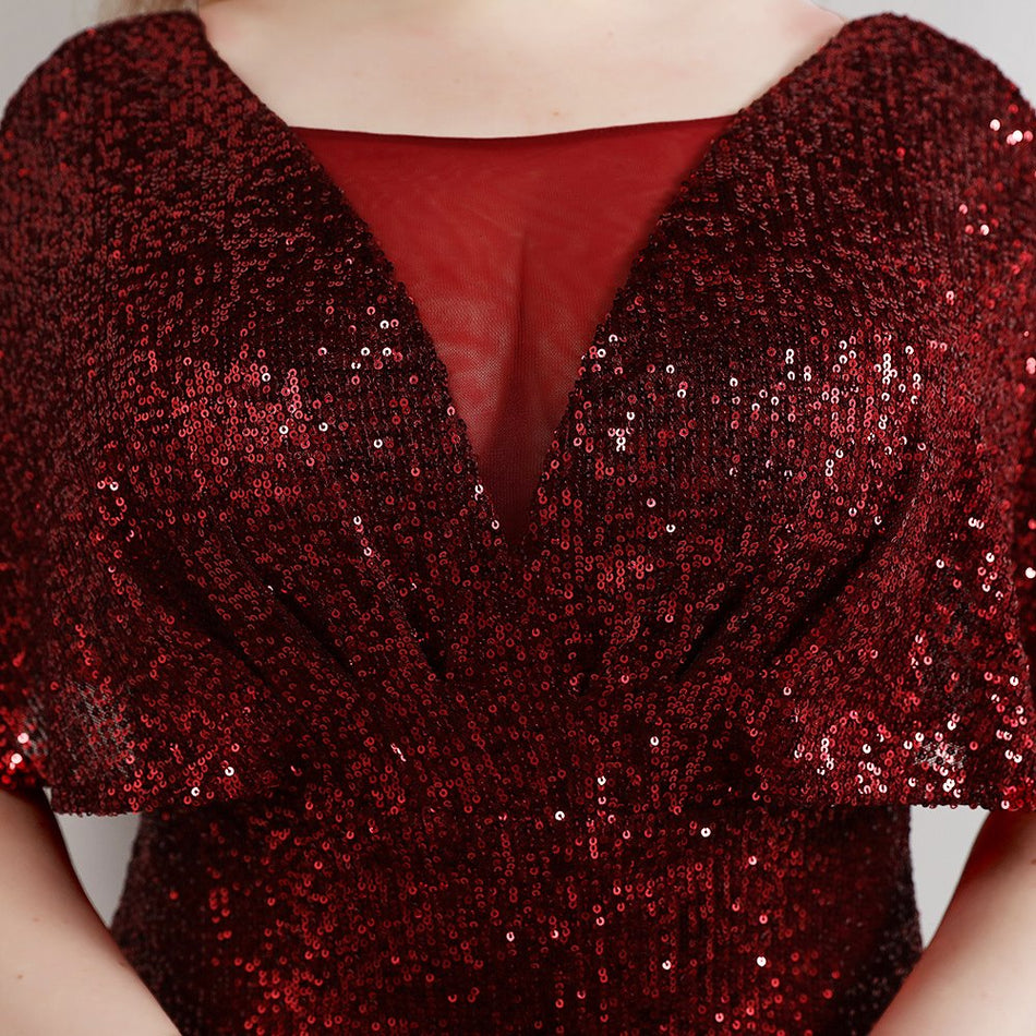 Skylar Plus Size Red Sequin Evening Dress Hello Curve