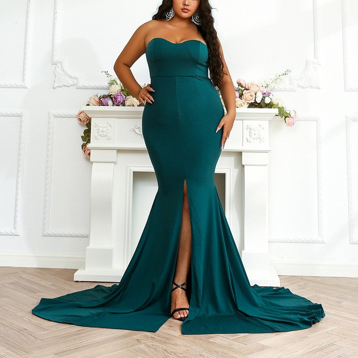 Plus Size Sexy Green Sleeveless Gown Hello Curve